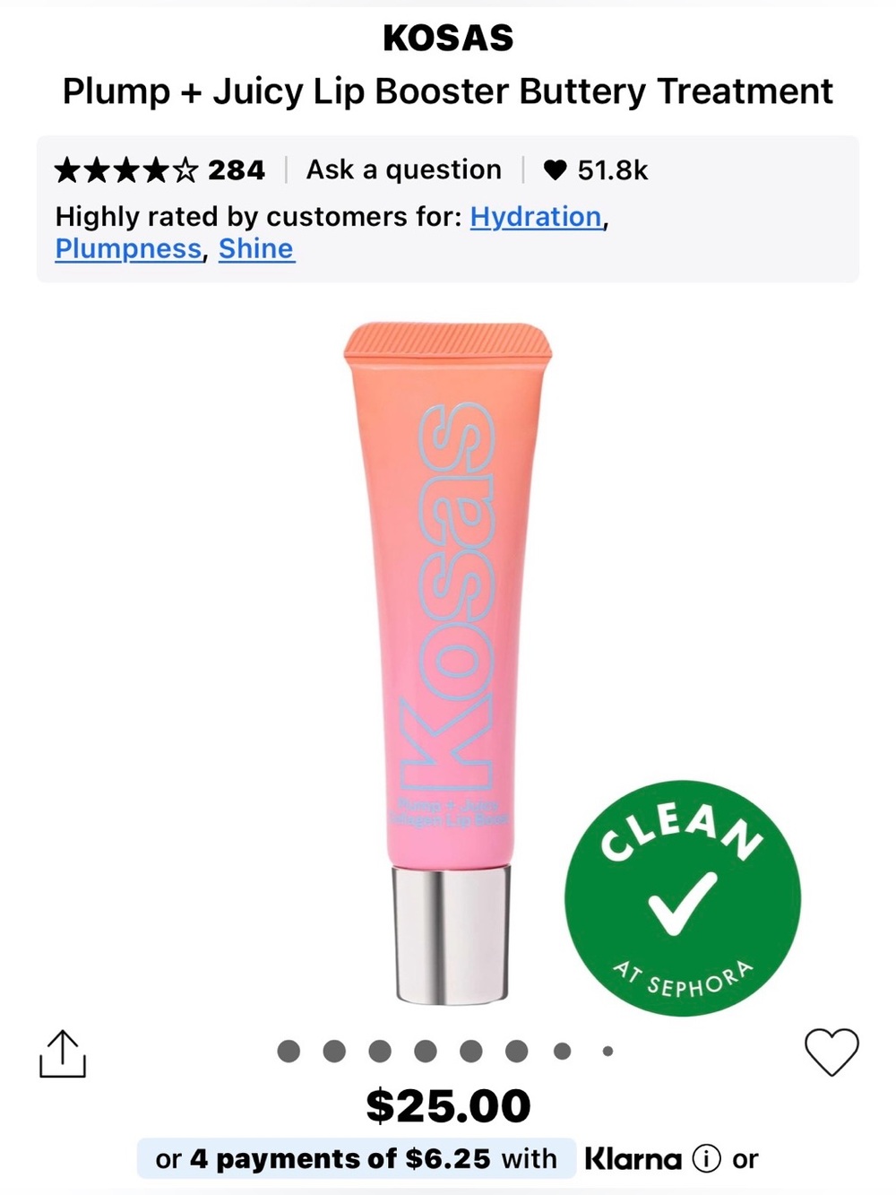 Kosas Plump + Juicy Lip Booster Buttery Treatment — Clear